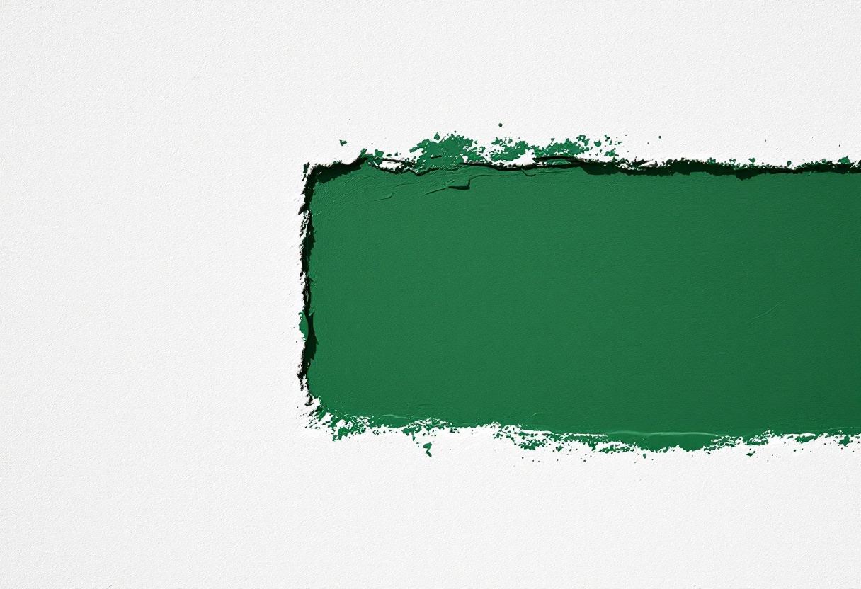 Capa nueva de pintura sobre una anterior, con el borde a la vista. Lo que había debajo no desaparece.